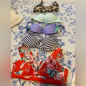 Mixed Bikini Set Bundle - Striped Navy, Purple, Mint & Floral Red